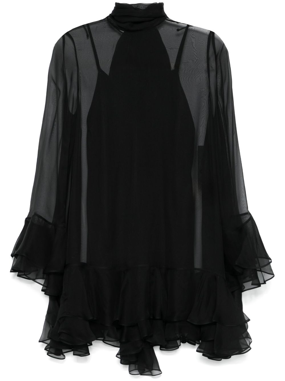 Valentino Silk Mini Dress With Ruffle Detail