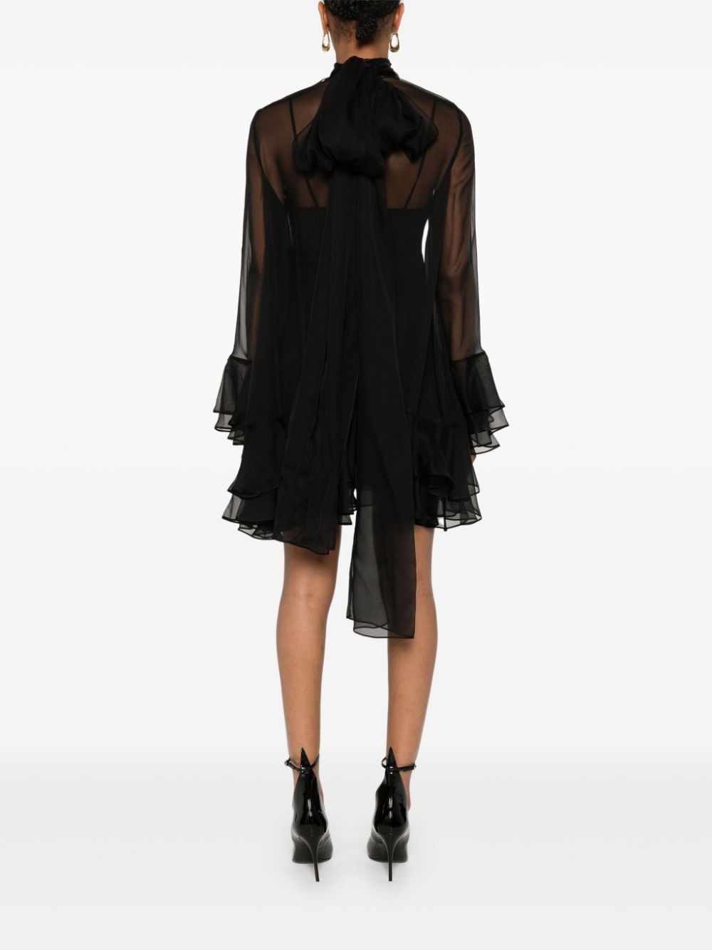 Valentino Silk Mini Dress With Ruffle Detail