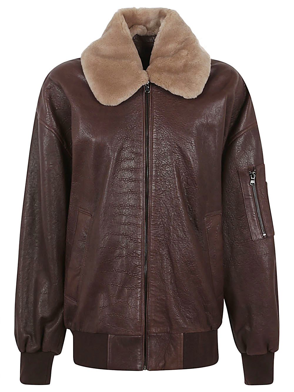 ENES Vivienne Leather Jacket In Brown