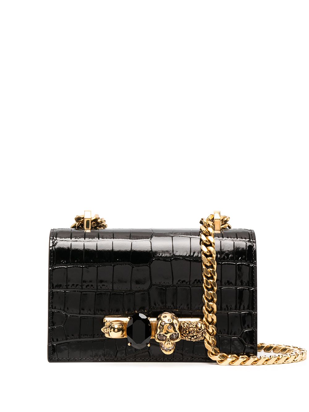 Alexander McQueen Mini Jewelled Crossbody Bag In Black