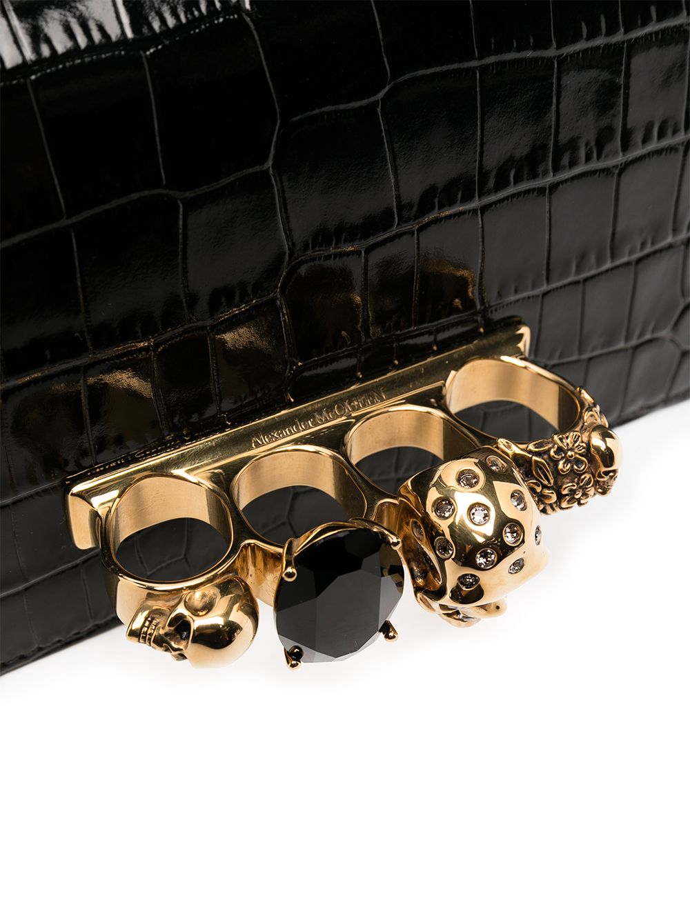 Alexander McQueen Mini Jewelled Crossbody Bag In Black