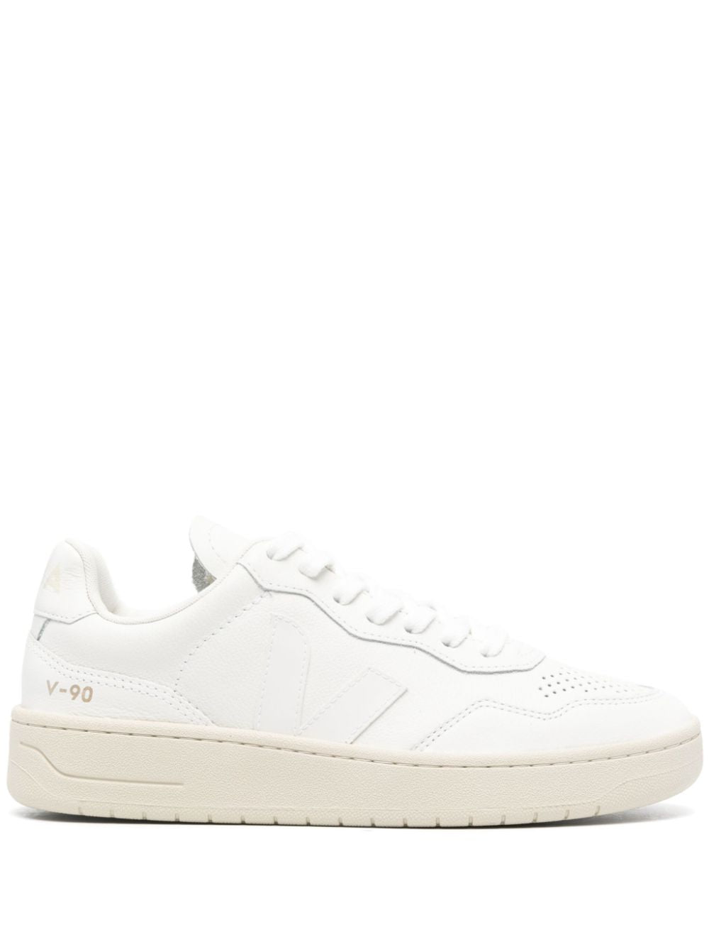 Veja V-90 Leather Low-Top Sneakers White