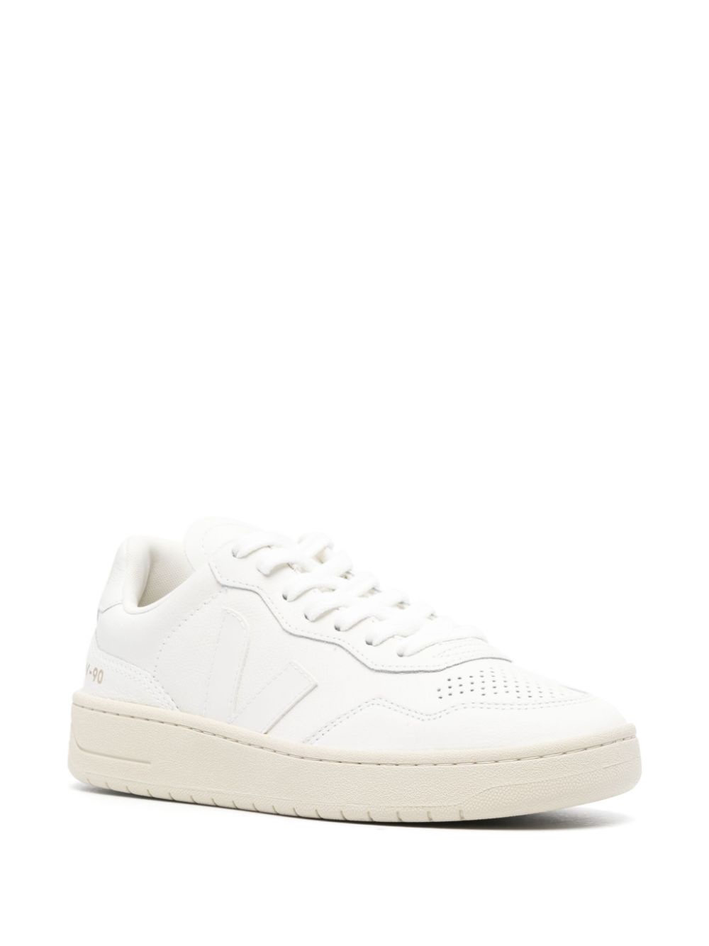 Veja V-90 Leather Low-Top Sneakers White