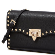 Valentino Garavani  Rockstud Small Leather Shoulder Bag - Black