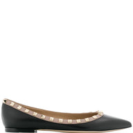 Valentino Garavani Rockstud Leather Ballet Flats - Black