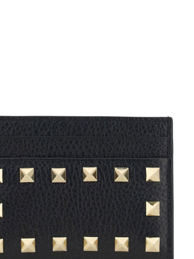 Valentino Garavani Rockstud Leather Card Case - Black