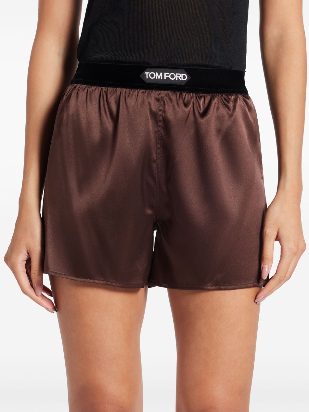 Tom Ford Logo Band Satin Shorts