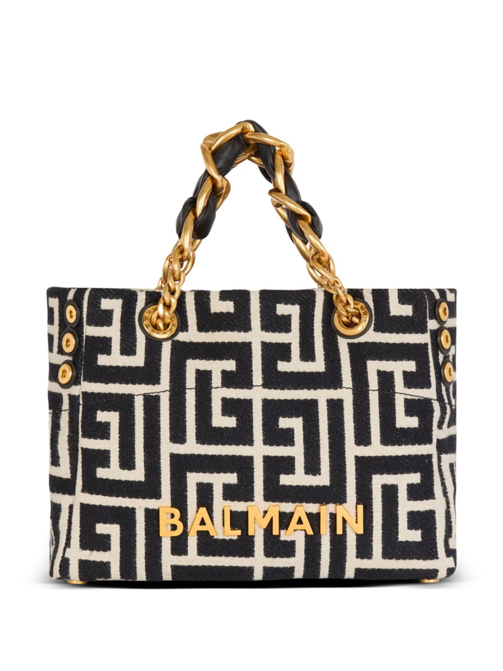 Balmain Small 1945 Soft Monogrammed Jacquard Tote Bag