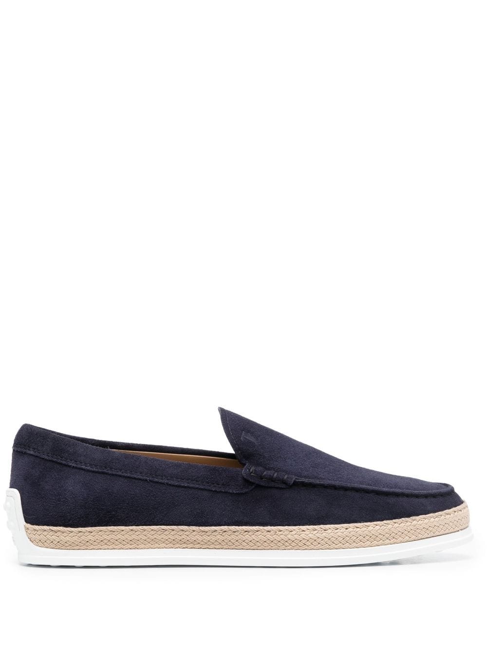 Tod's Blue Suede And Jute Loafers