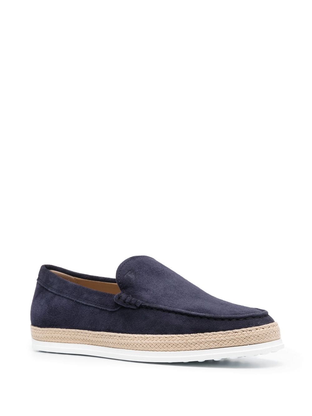 Tod's Blue Suede And Jute Loafers