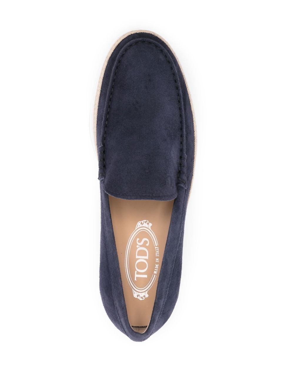 Tod's Blue Suede And Jute Loafers