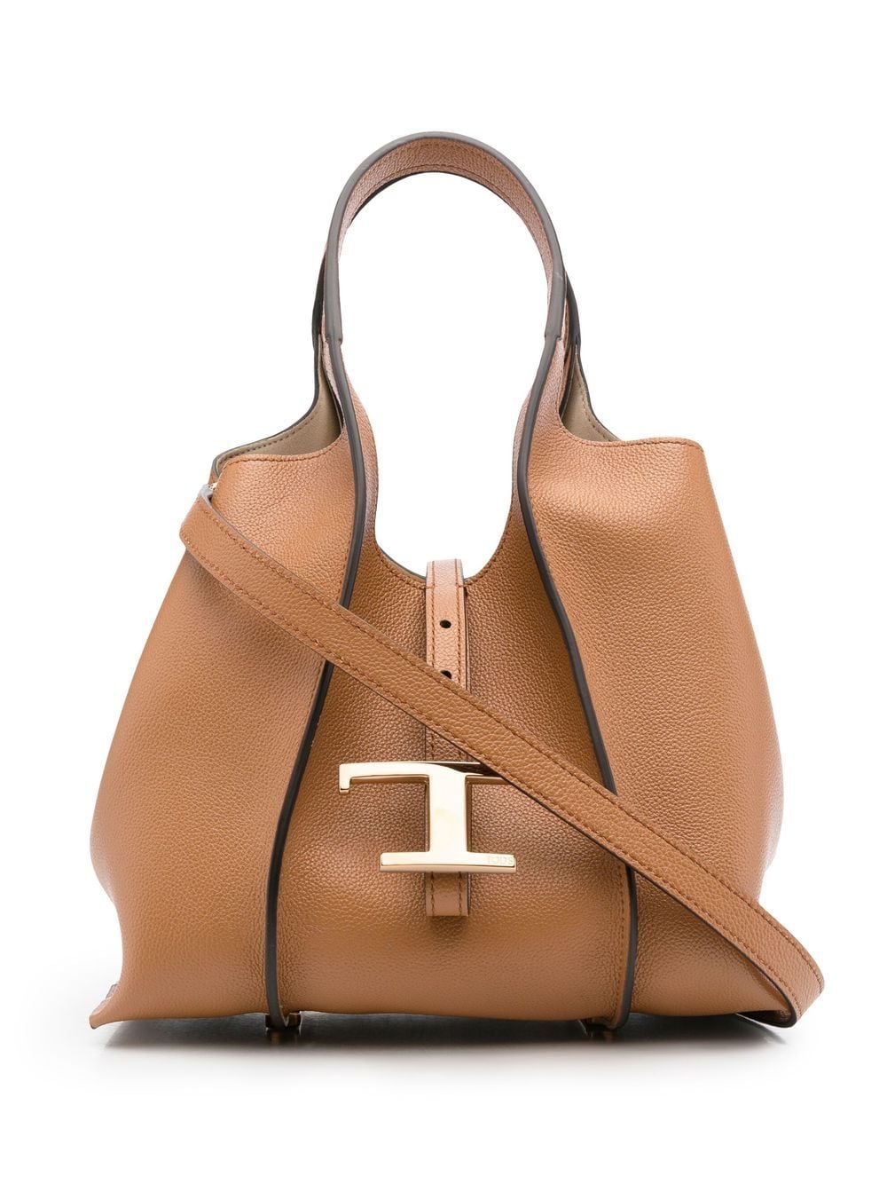 Tod's Leather Brown Mini T Timeless Shopping Bag