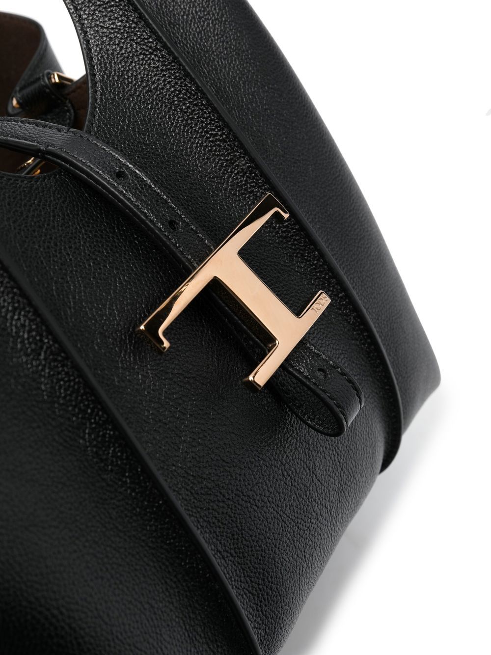 Tod's Black Leather Mini T Timeless Shopping Bag