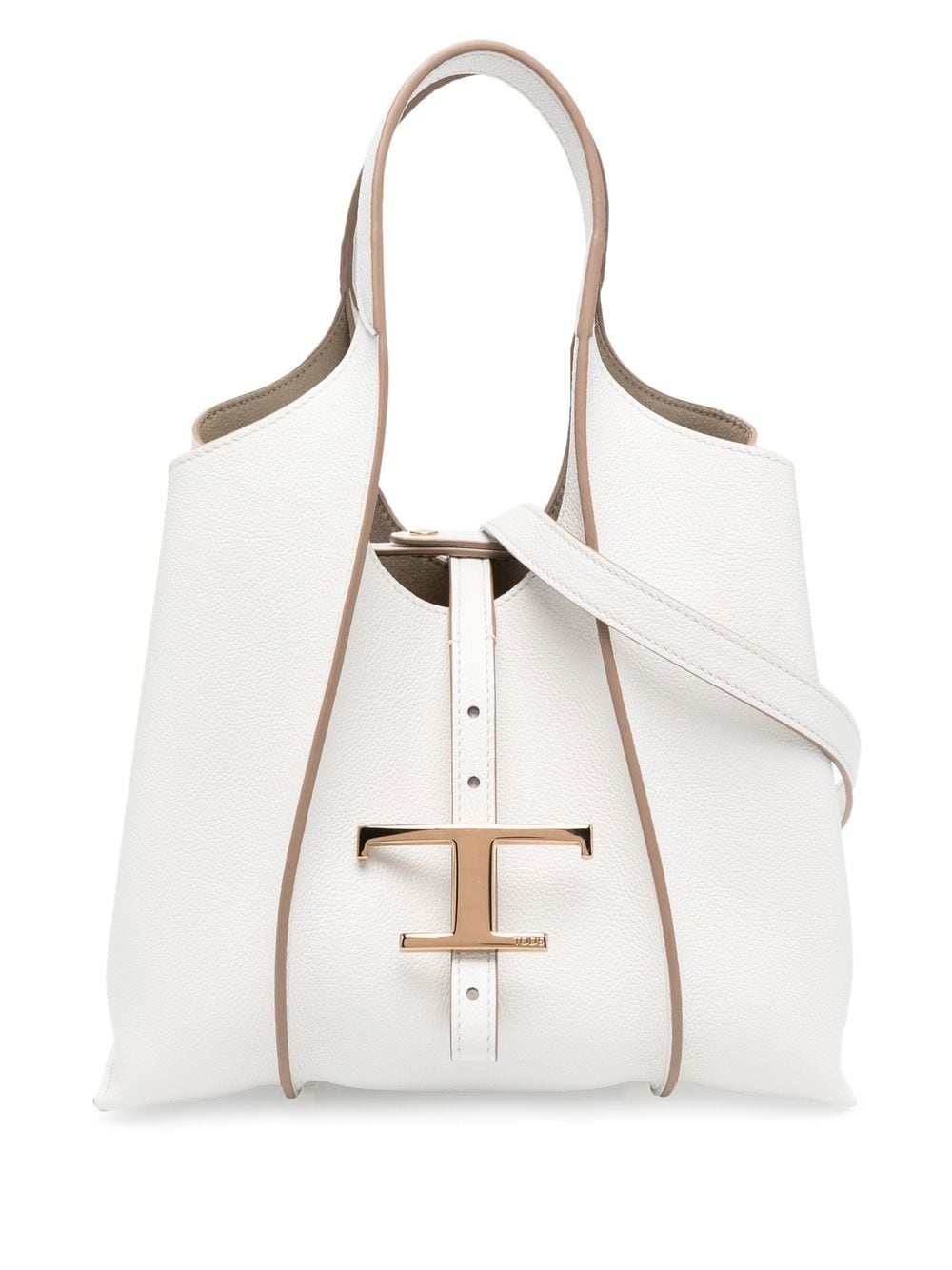 Tod's White Leather Mini T Timeless Shopping Bag