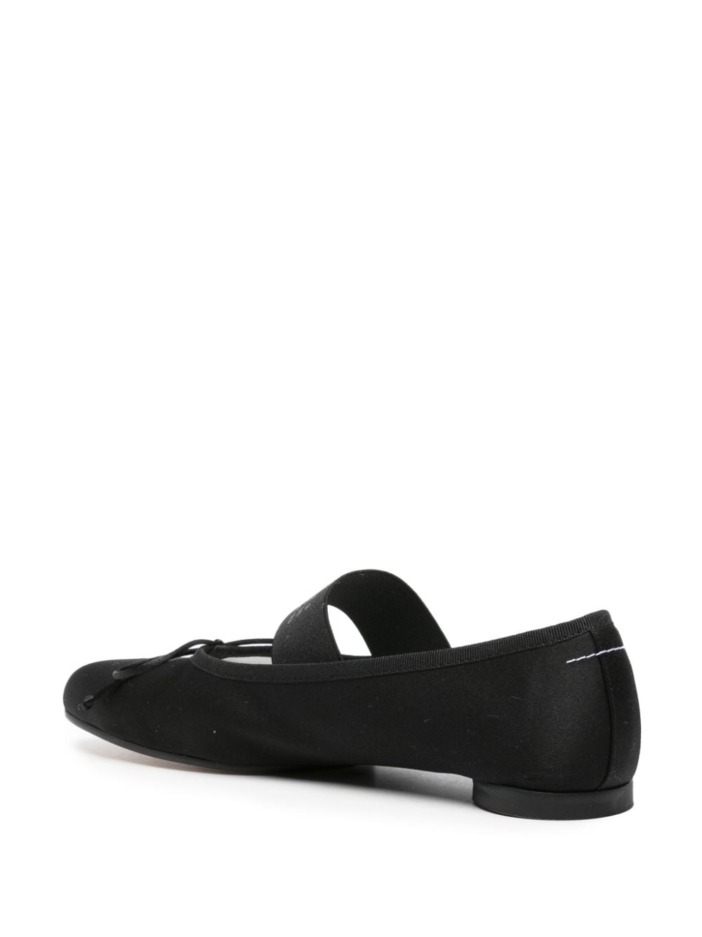 MM6 Maison Margiela Black Satin Finish Anatomic Ballet Flats