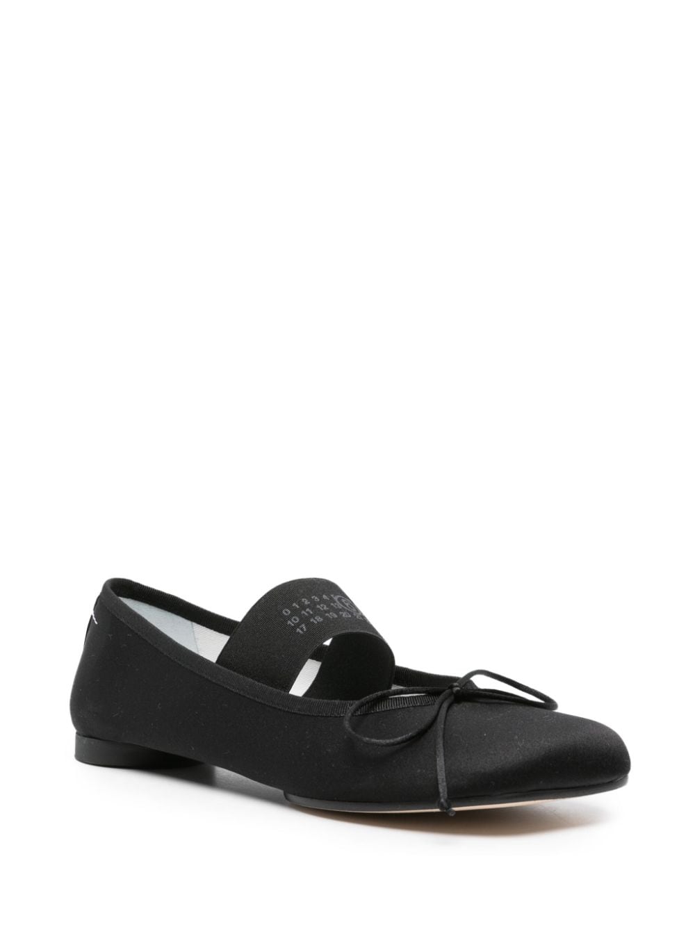 MM6 Maison Margiela Black Satin Finish Anatomic Ballet Flats