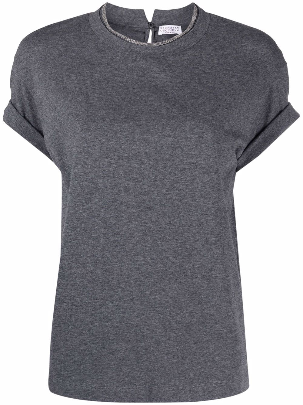 Brunello Cucinelli Dark Grey Stretch Cotton T-Shirt