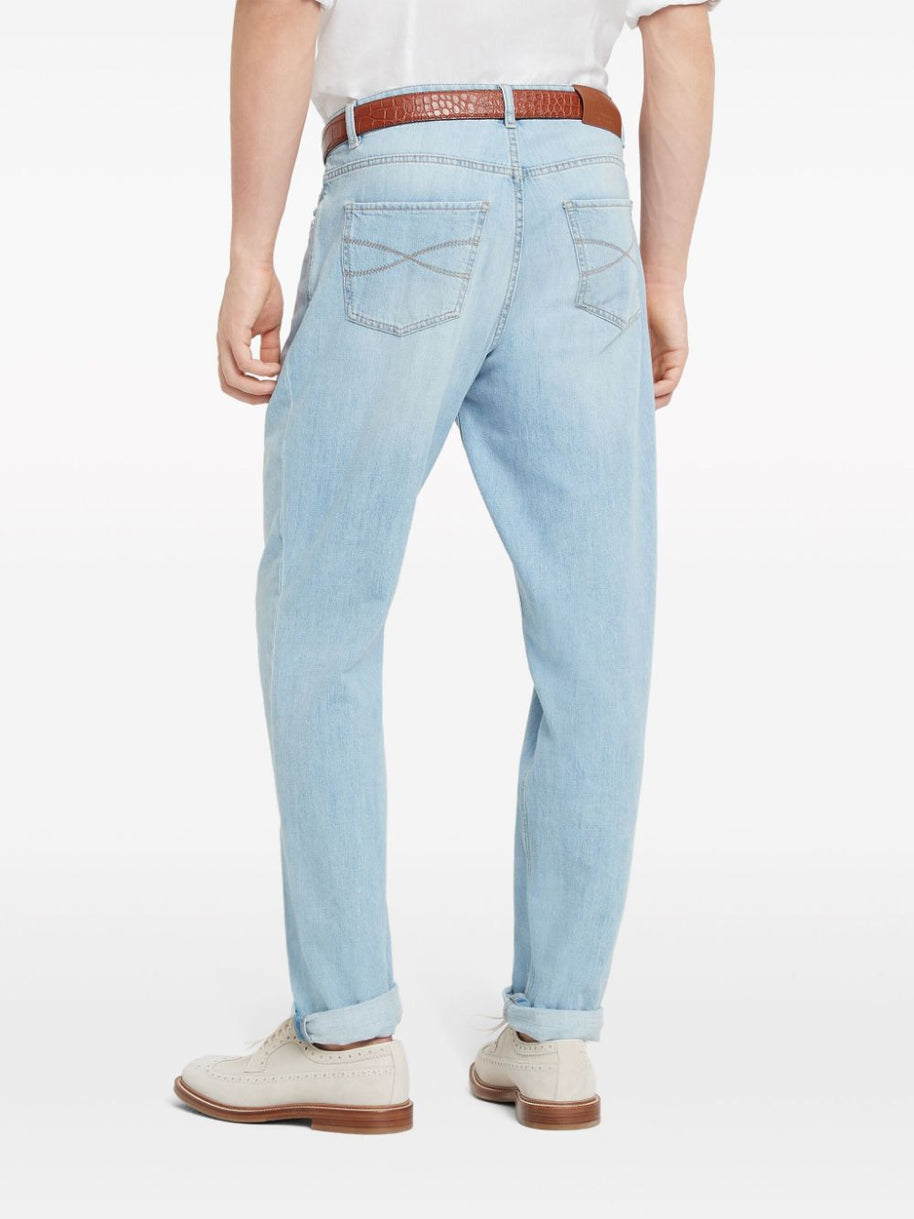 Brunello Cucinelli Slim Fit Jeans In Clear Blue