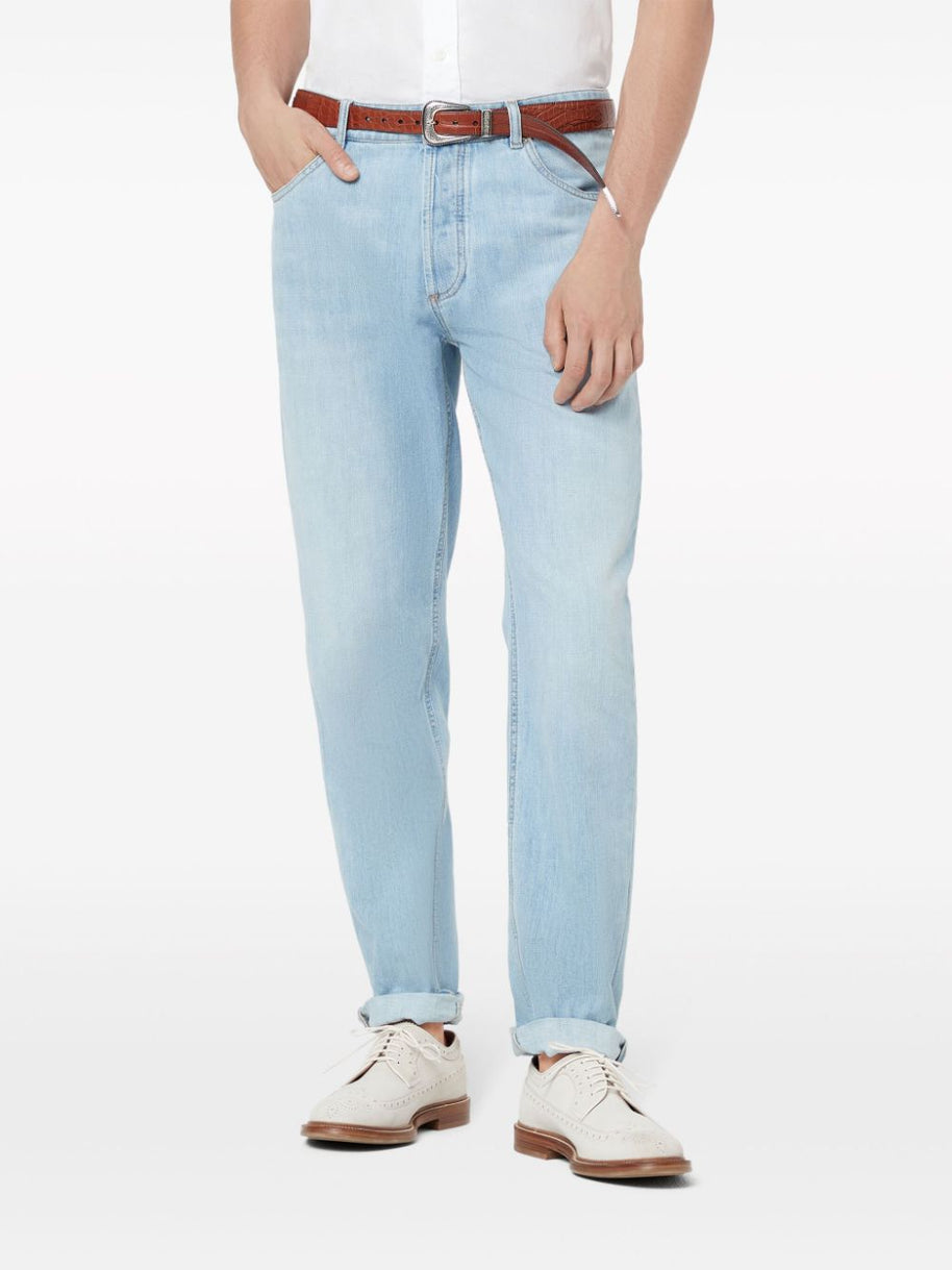 Brunello Cucinelli Slim Fit Jeans In Clear Blue