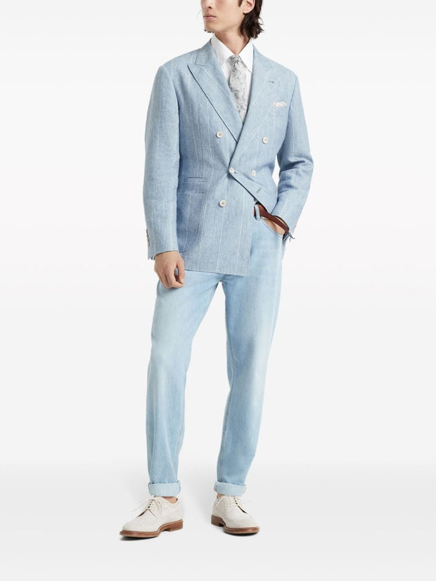 Brunello Cucinelli Slim Fit Jeans In Clear Blue