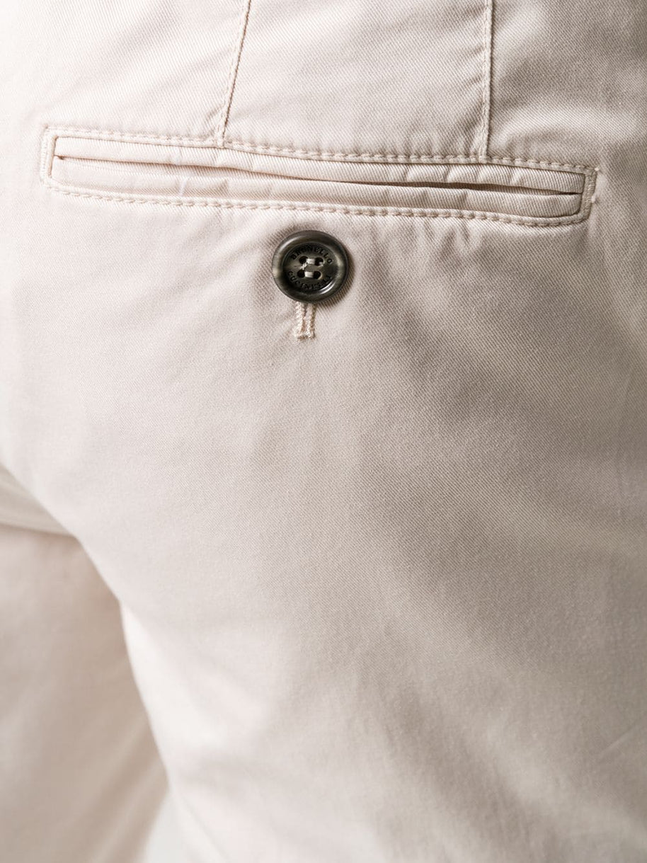 Brunello Cucinelli Stretch Cotton Slim Fit Chino Trousers In White