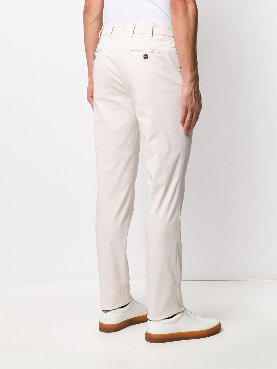 Brunello Cucinelli Stretch Cotton Slim Fit Chino Trousers In White
