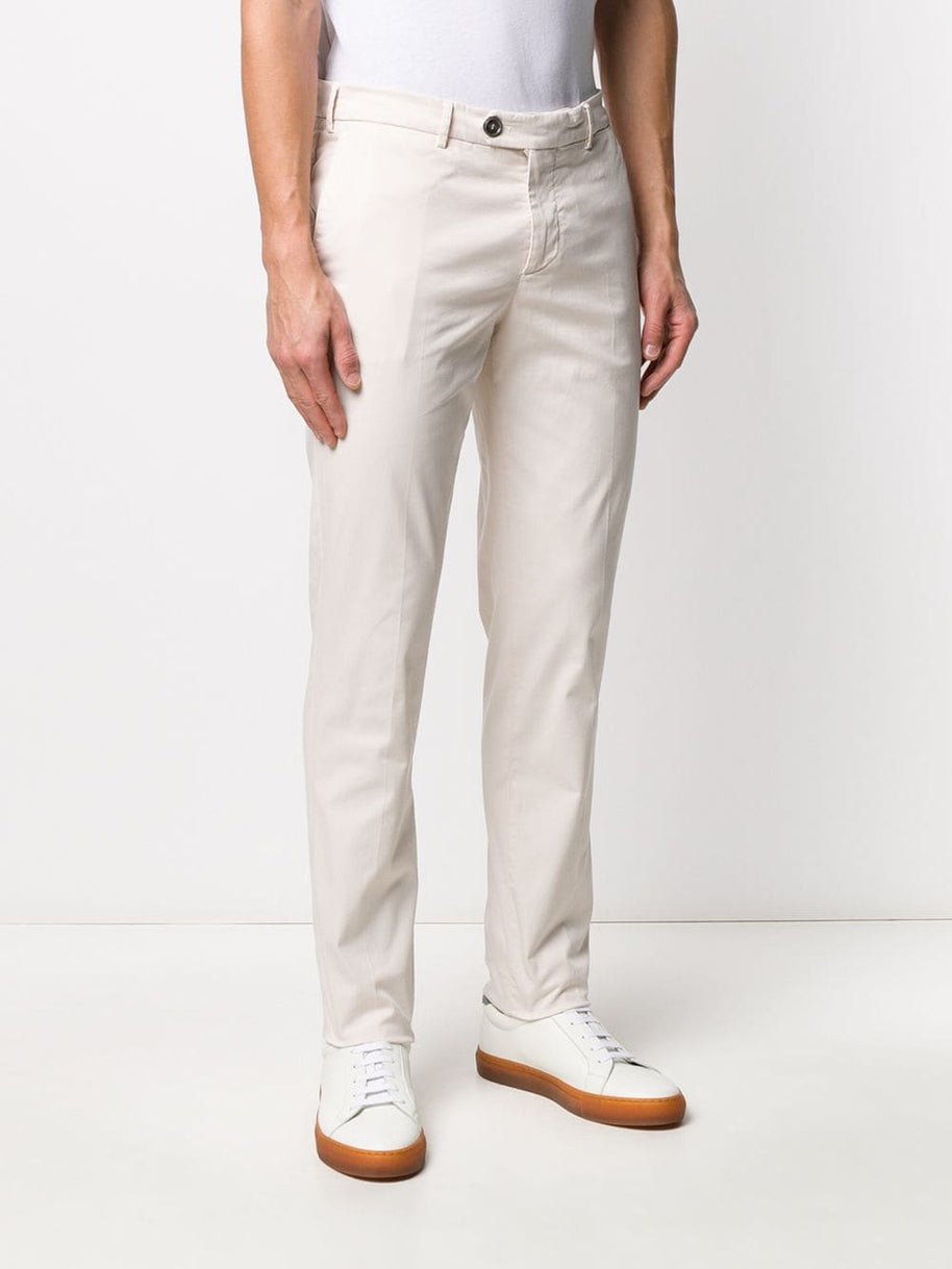 Brunello Cucinelli Stretch Cotton Slim Fit Chino Trousers In White