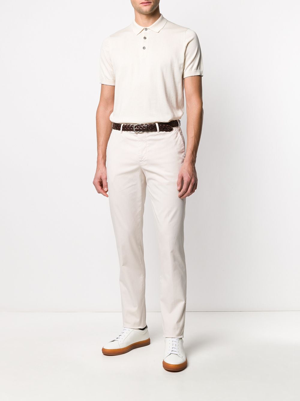 Brunello Cucinelli Stretch Cotton Slim Fit Chino Trousers White