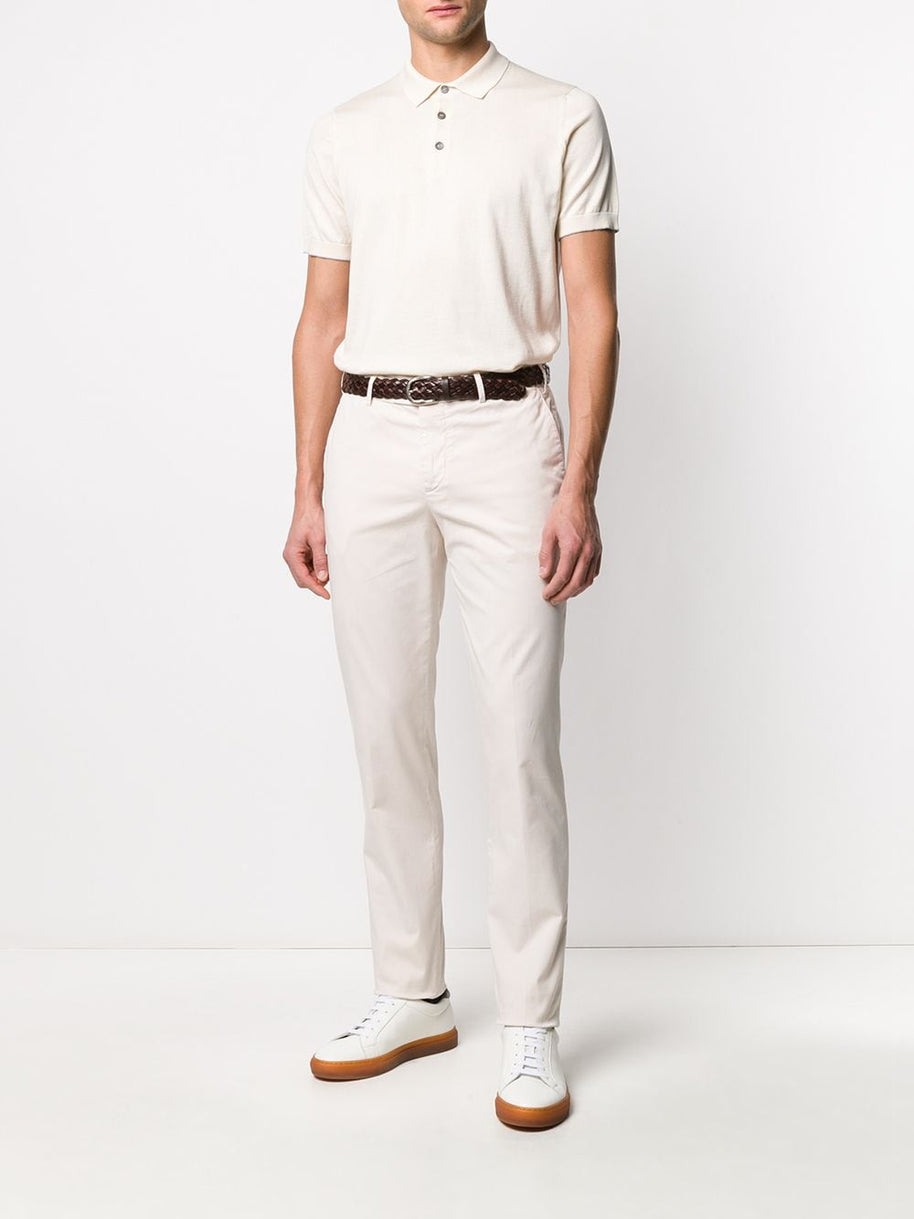 Brunello Cucinelli Stretch Cotton Slim Fit Chino Trousers In White