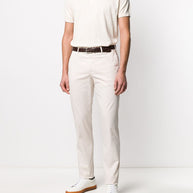 Brunello Cucinelli Stretch Cotton Slim Fit Chino Trousers In White