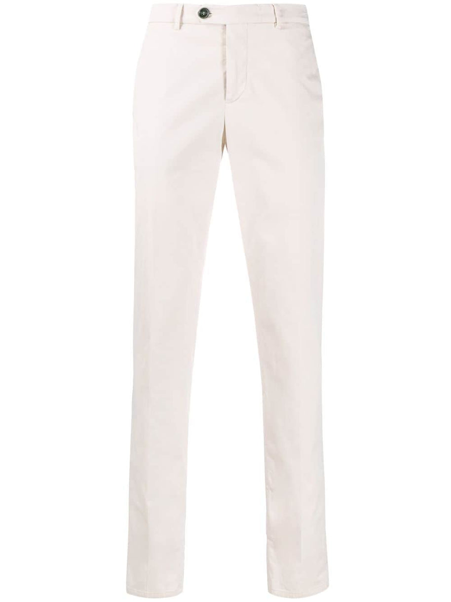 Brunello Cucinelli Stretch Cotton Slim Fit Chino Trousers In White