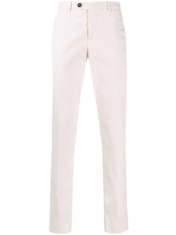 Brunello Cucinelli Stretch Cotton Slim Fit Chino Trousers In White