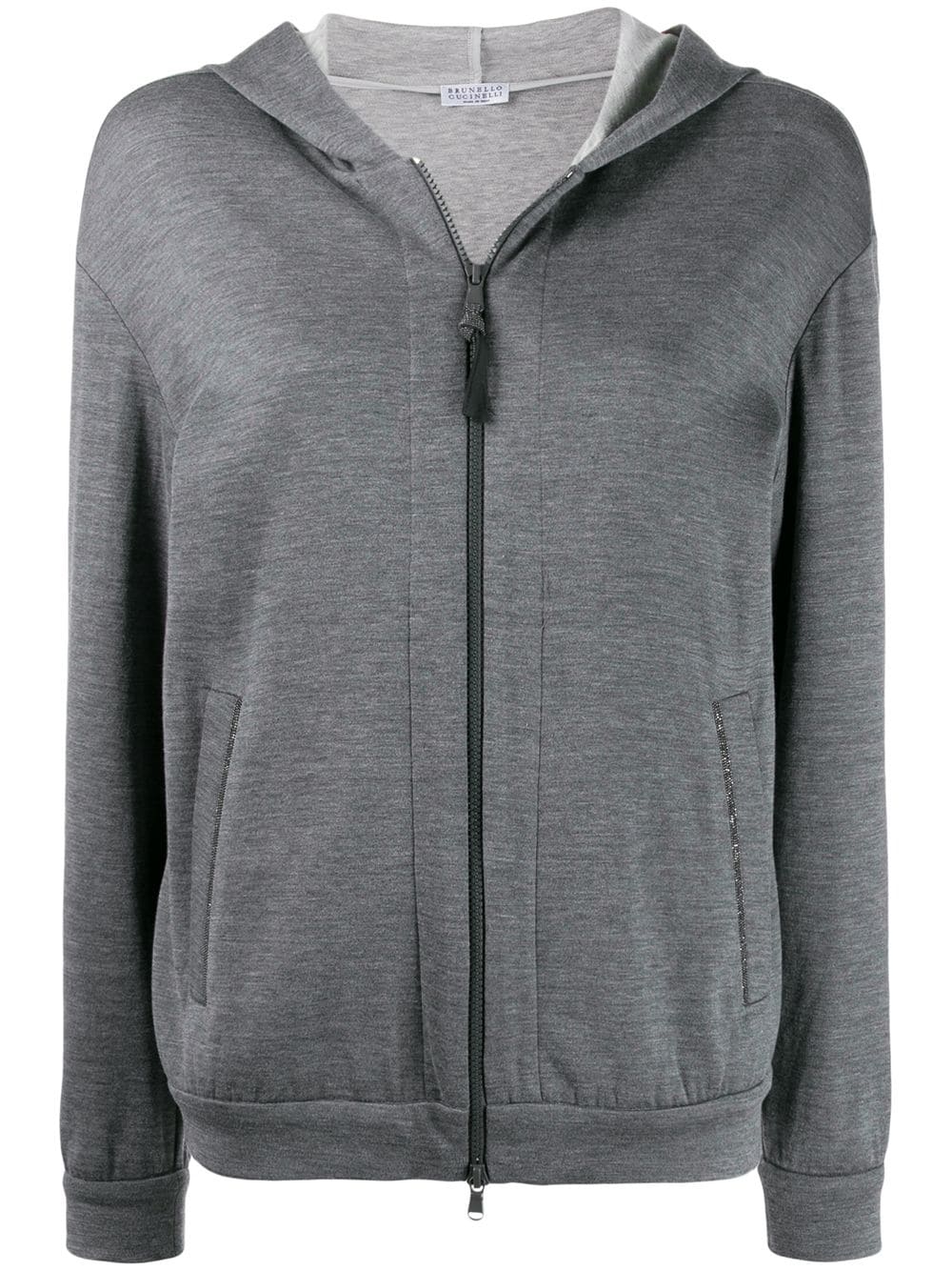 Brunello Cucinelli Grey Silk-cotton Blend Hooded Sweatshirt