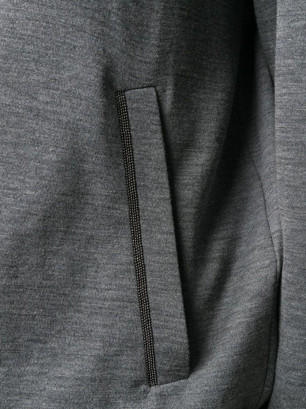 Brunello Cucinelli Grey Silk-cotton Blend Hooded Sweatshirt