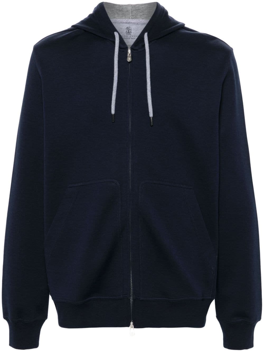 Brunello Cucinelli Cotton Jersey Full Zip Sweatshirt Blue