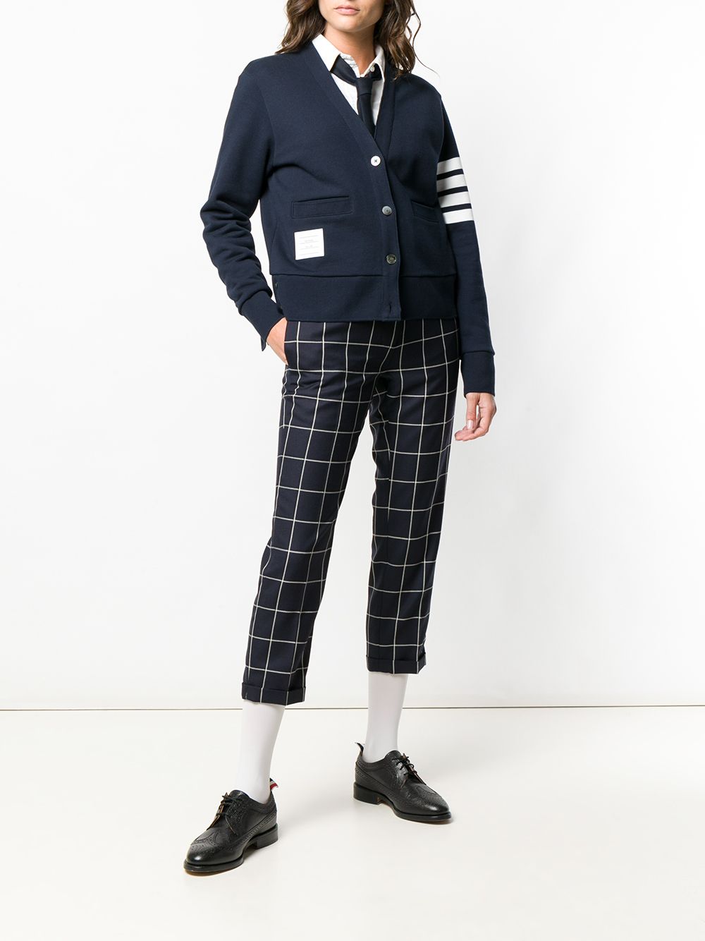 Thom Browne Navy/White Cotton Cardigan Blue