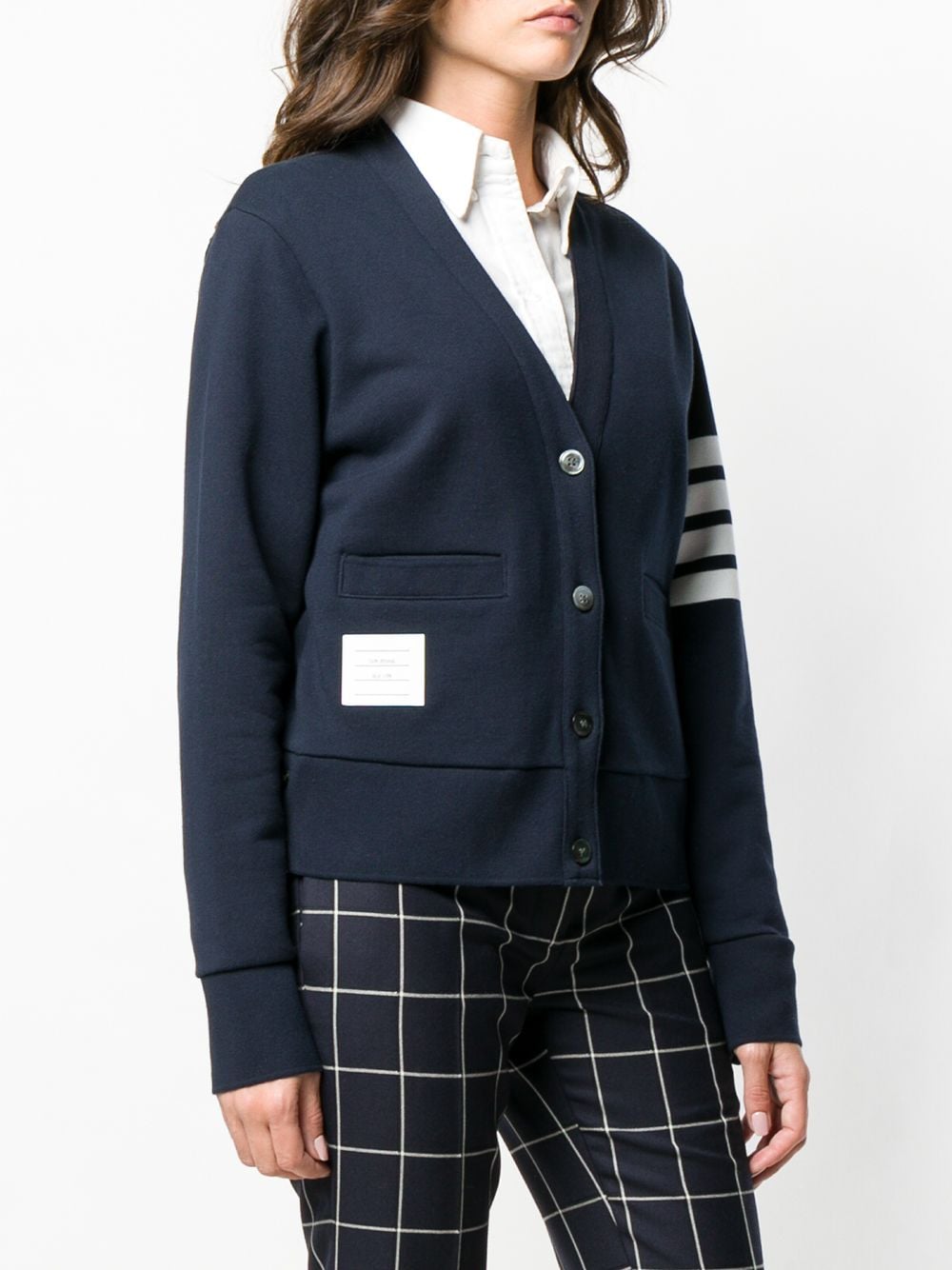 Thom Browne Navy/White Cotton Cardigan Blue