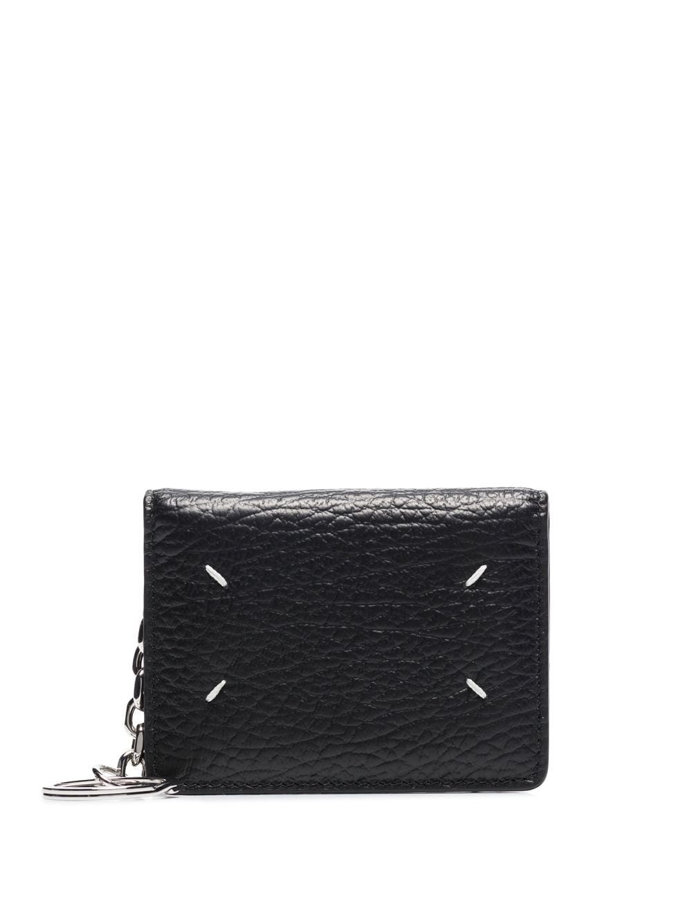 Maison Margiela Leather Card Holder With Keyring Black