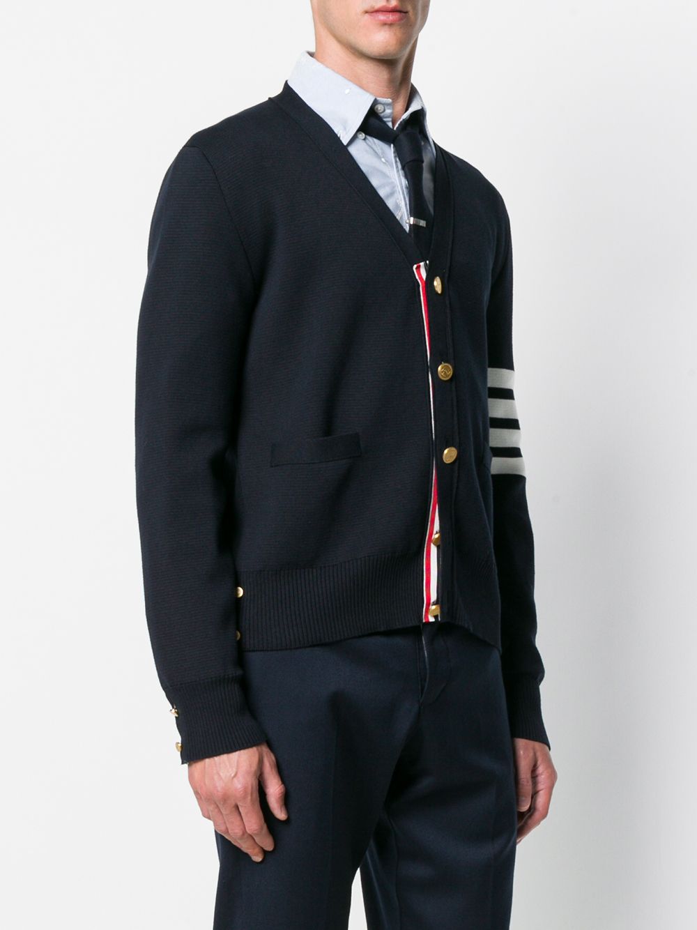 Thom Browne Navy Blue Cotton Cardigan