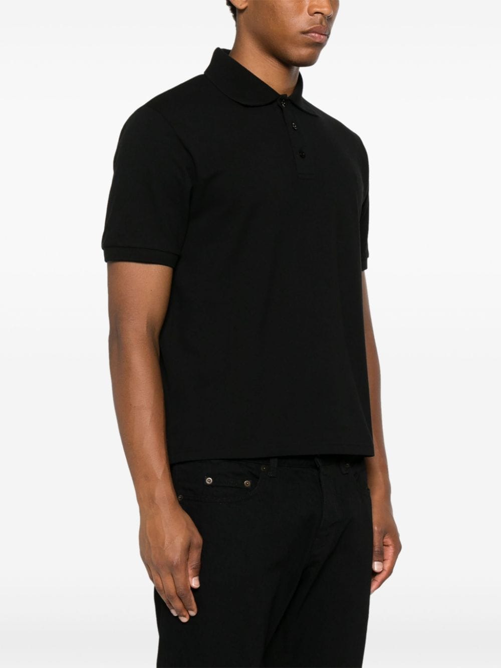 Saint Laurent Piqué Polo Shirt In Black
