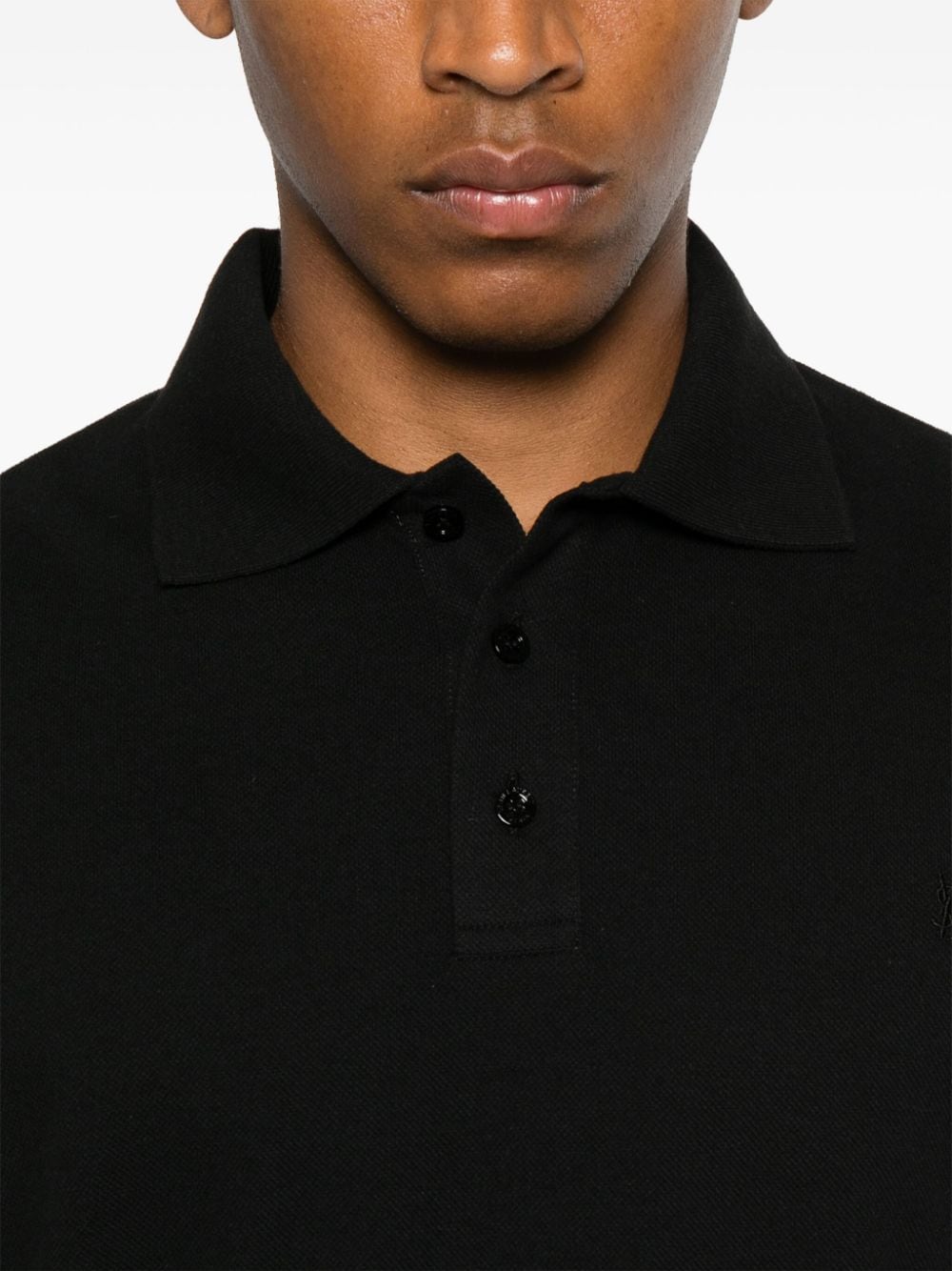 Saint Laurent Piqué Polo Shirt In Black