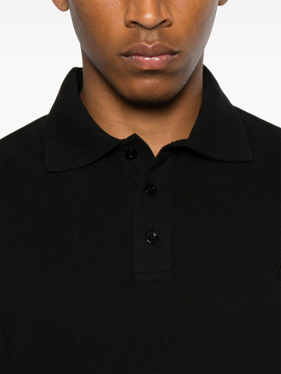 Saint Laurent Piqué Polo Shirt In Black