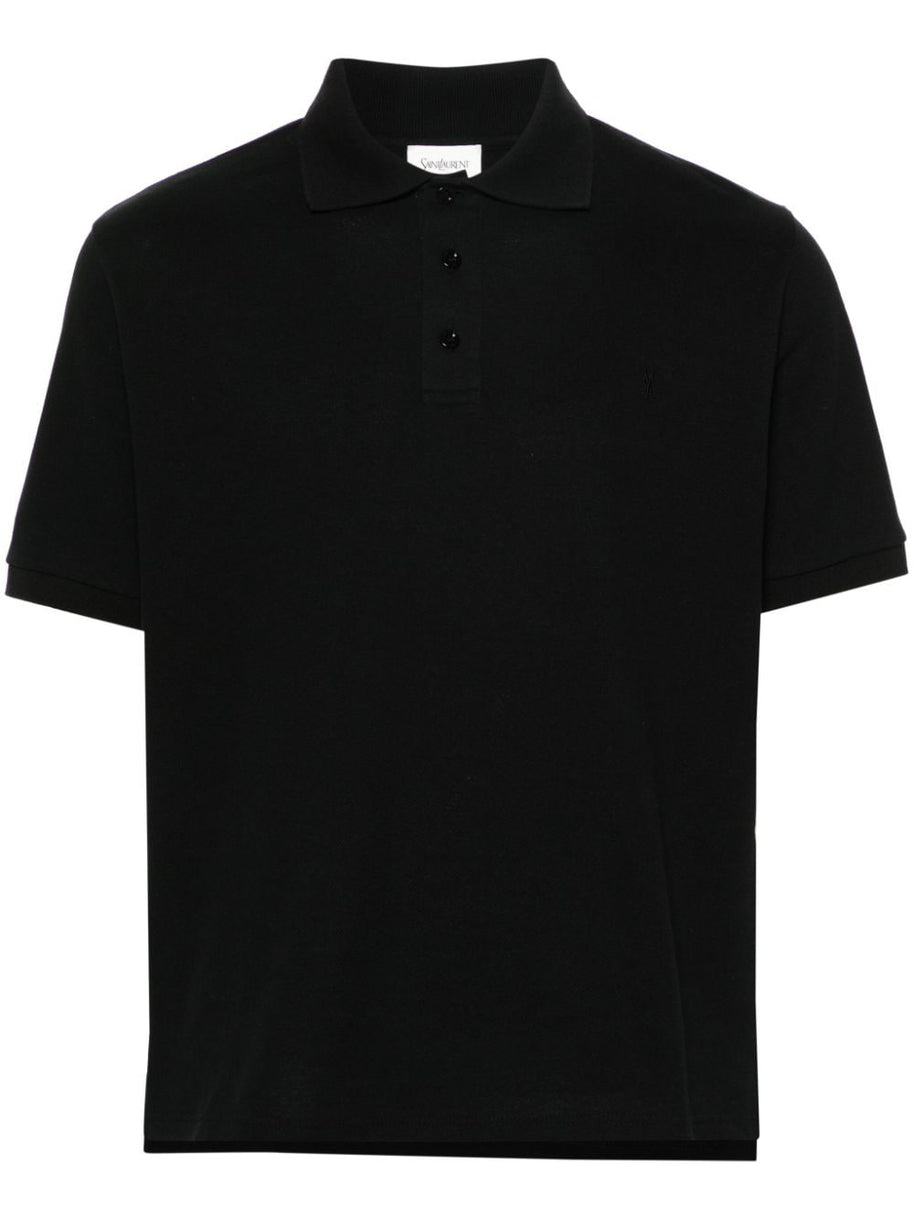 Saint Laurent Piqué Polo Shirt In Black