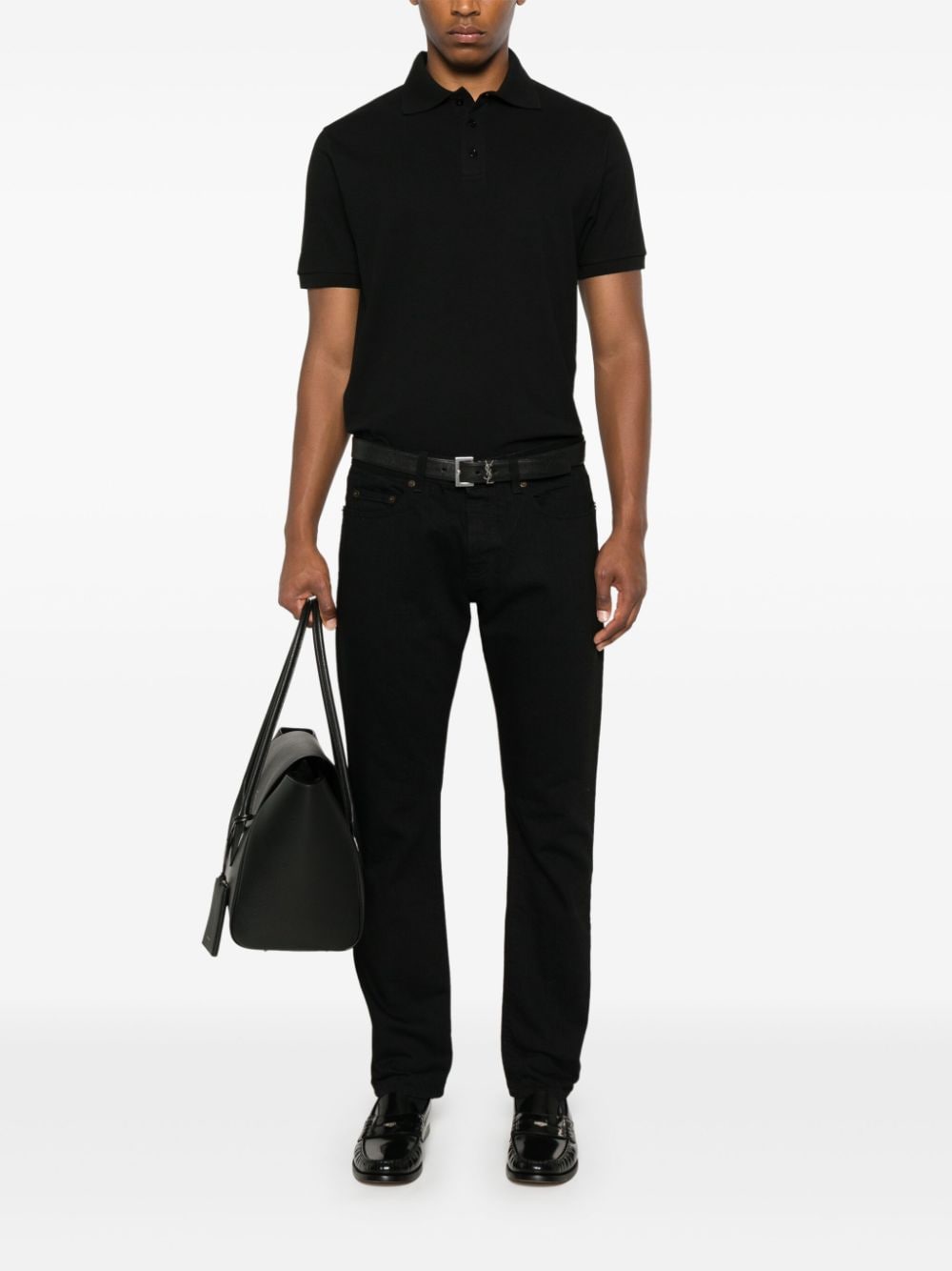 Saint Laurent Piqué Polo Shirt In Black