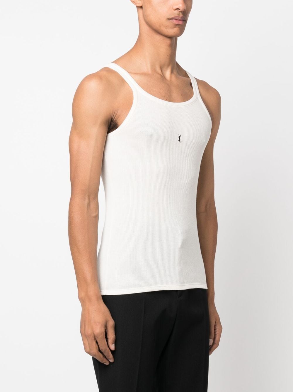 Saint Laurent Ribbed Tank Top In White
