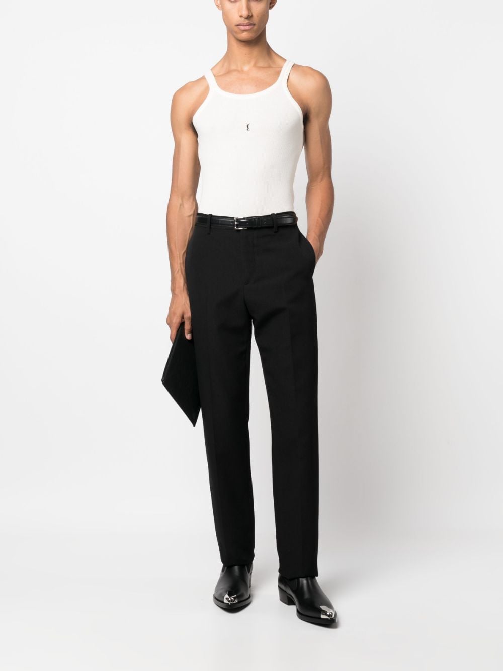Saint Laurent Ribbed Tank Top In White