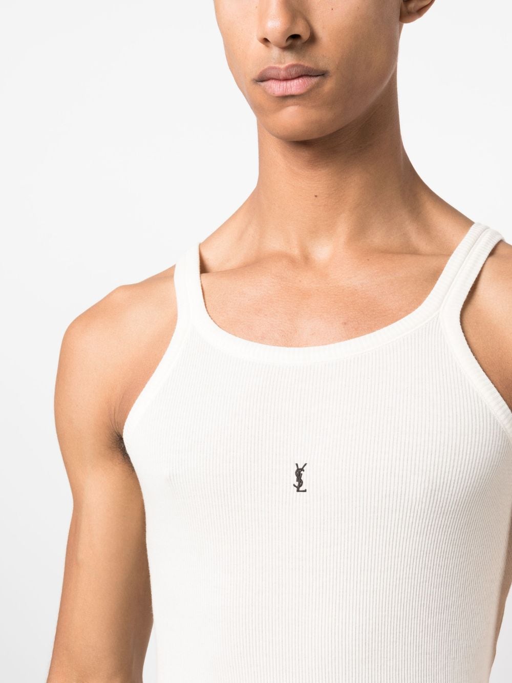 Saint Laurent Ribbed Tank Top In White