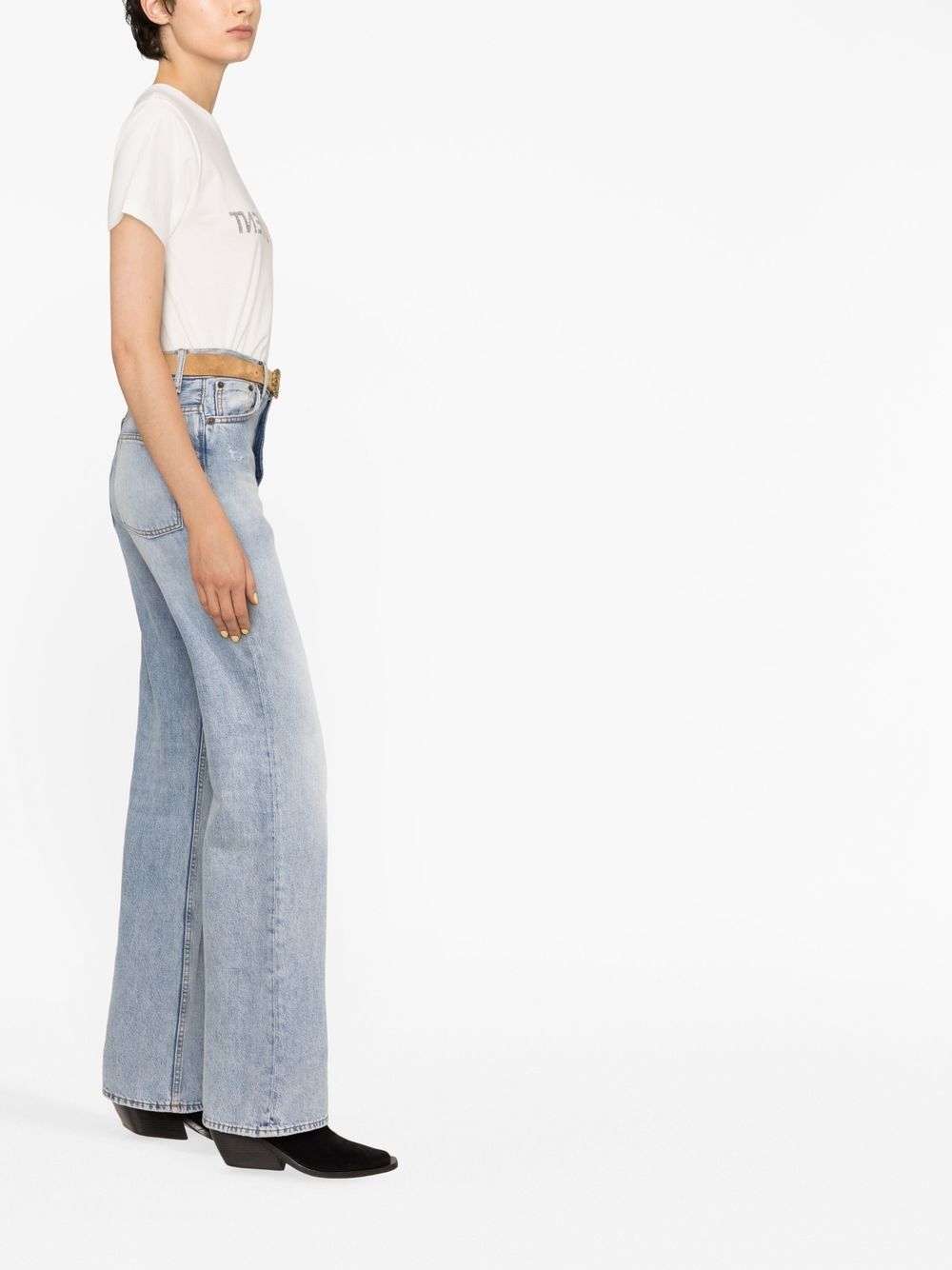 Saint Laurent  Reverse Logo Print T-shirt in White