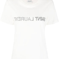 Saint Laurent  Reverse Logo Print T-shirt in White