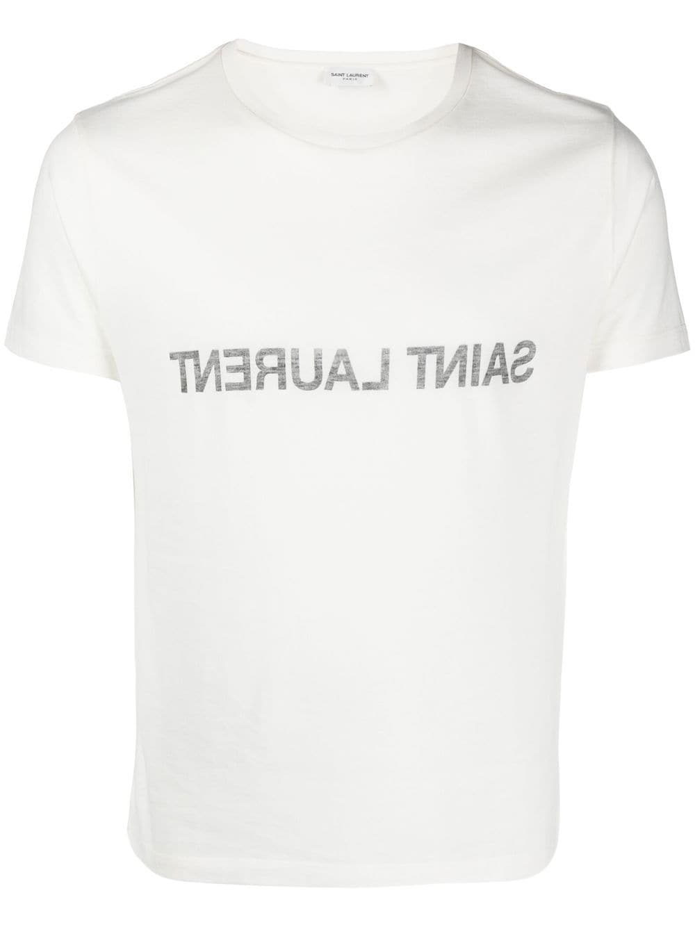 Saint Laurent  Reverse Logo Print T-shirt White